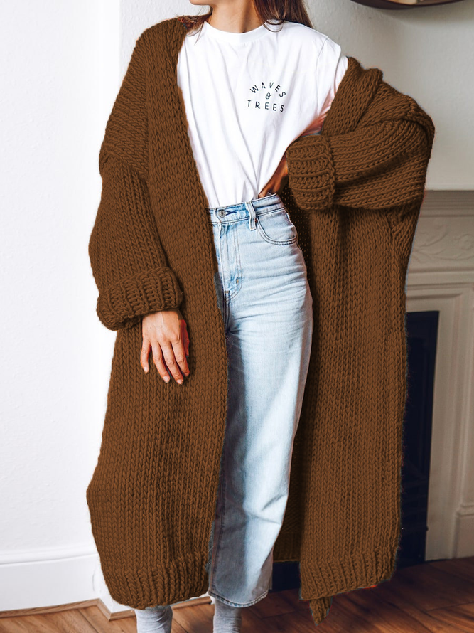 Wool/Knitting Casual Plain V Neck Sweater