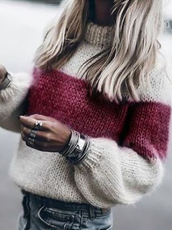 Wool/Knitting Crew Neck Casual Sweater