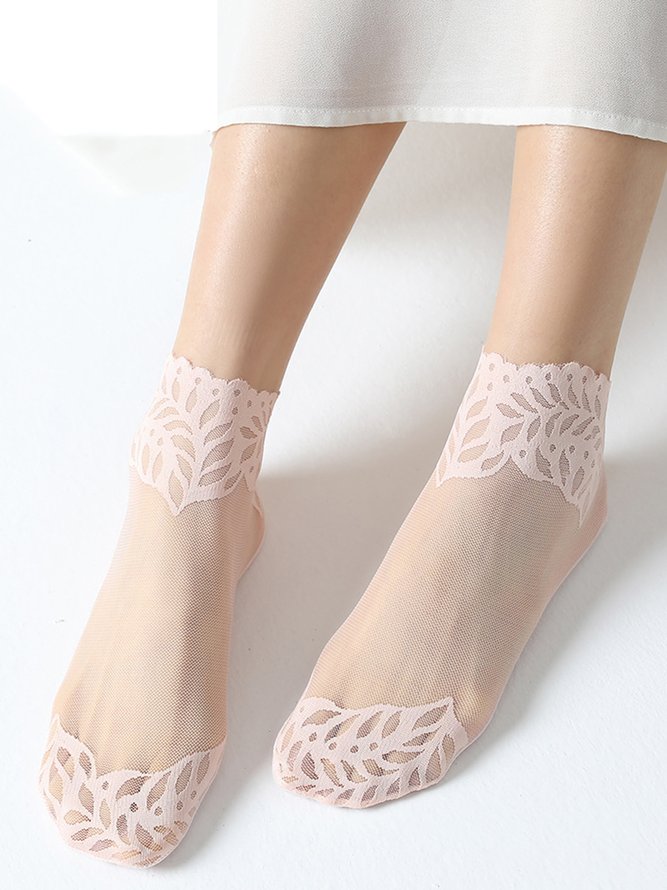 Elegant Breathable Leaf Mesh Ankle Socks