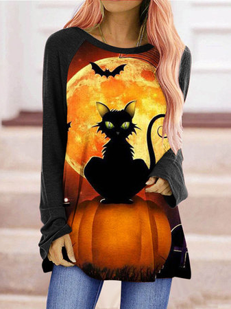 Loose Halloween Casual Jersey T-Shirt
