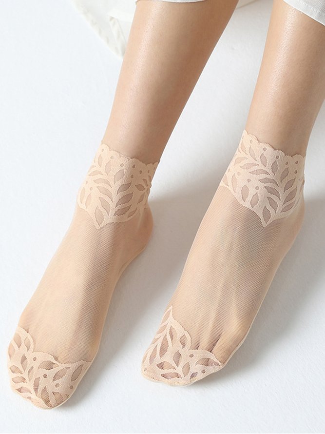 Elegant Breathable Leaf Mesh Ankle Socks