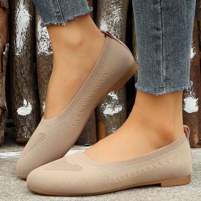 Plain Mesh Fabric Vintage All Season Shallow Shoes