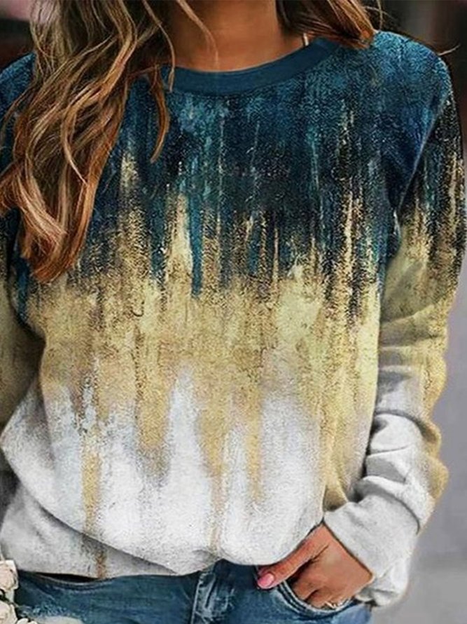 Plus Size Crew Neck Casual Abstract Sweatshirt
