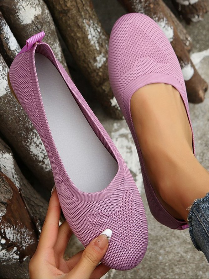 Plain Mesh Fabric Vintage All Season Shallow Shoes