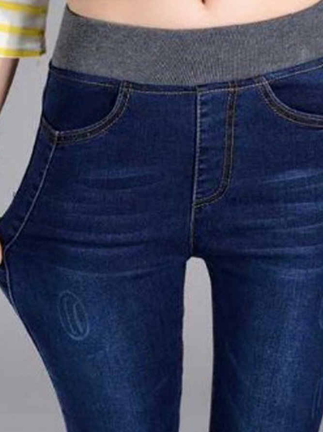 Denim Plain Casual Jeans