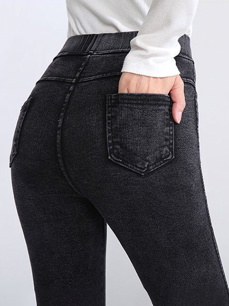 Plain Casual Tight Denim Jeans