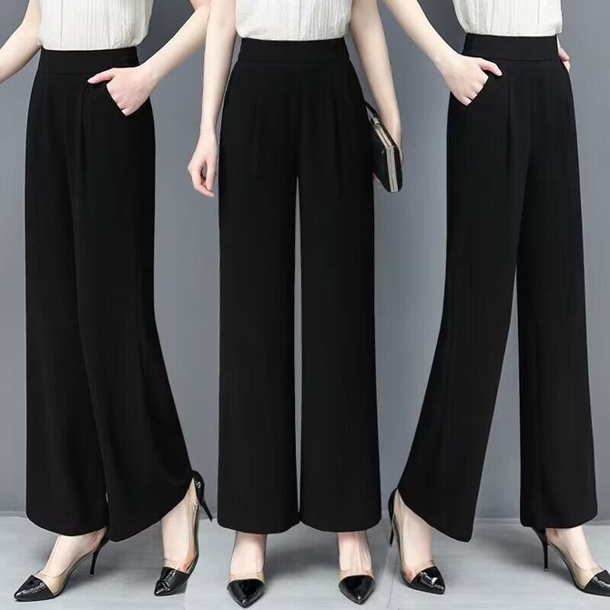 Plain Daily Basic Casual Loose Straight Ankle Pants With Pockets