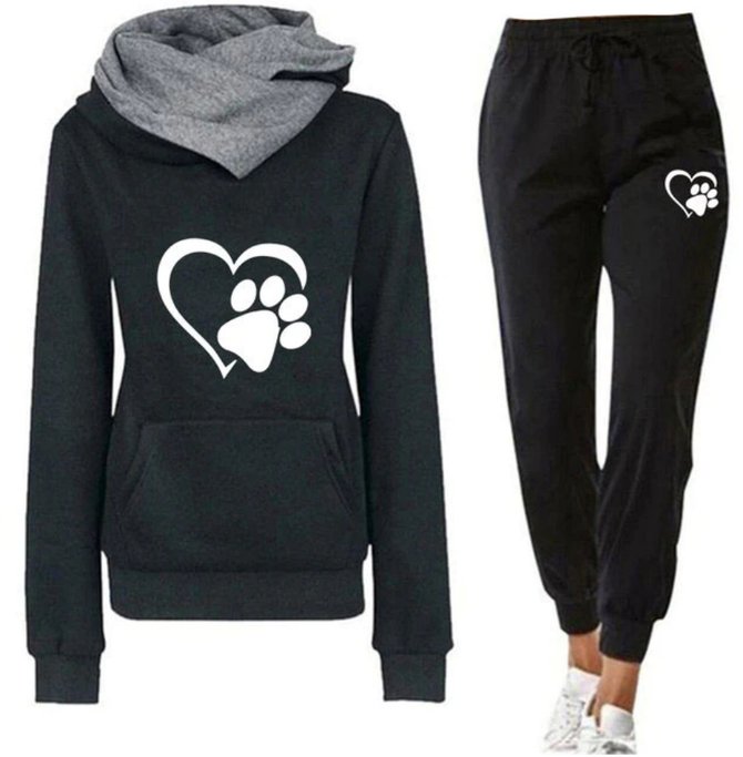 Dog Casual Hoodie Loose Two-Piece Set