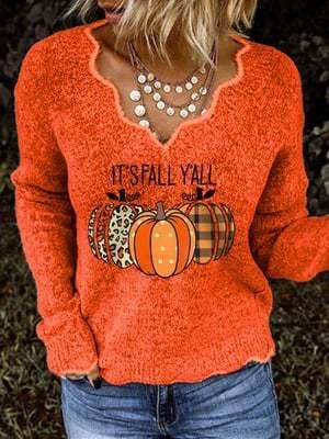 Loose Halloween Casual Crew Neck Sweater