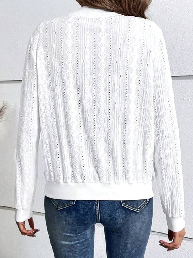 Jacquard Plain Casual Loose H-Line Pilot Jacket