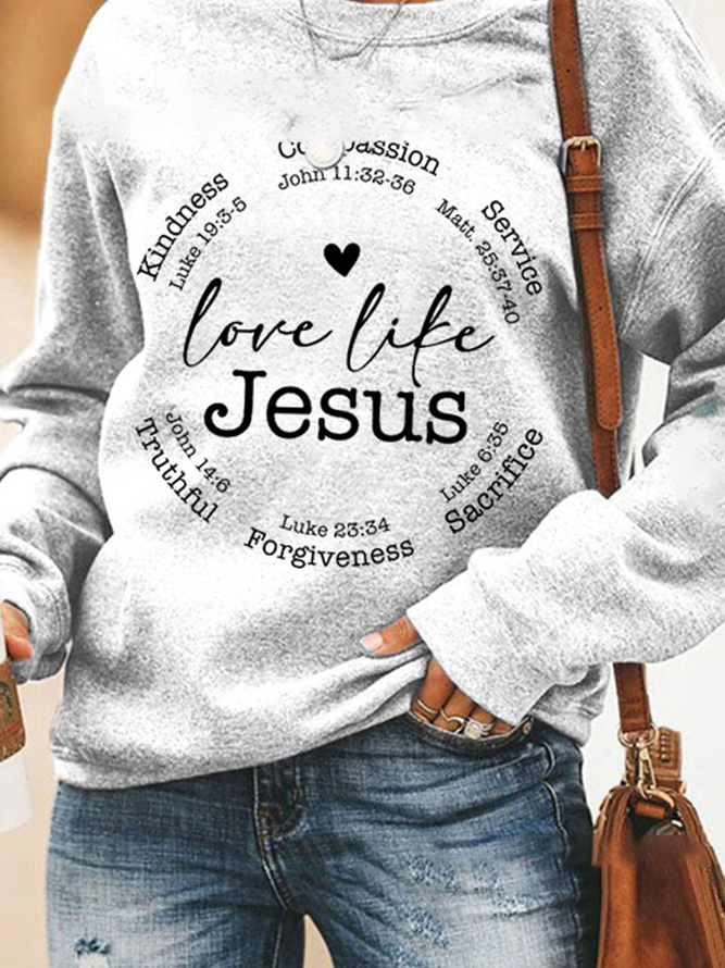 Casual Text Letters Crew Neck Sweatshirt
