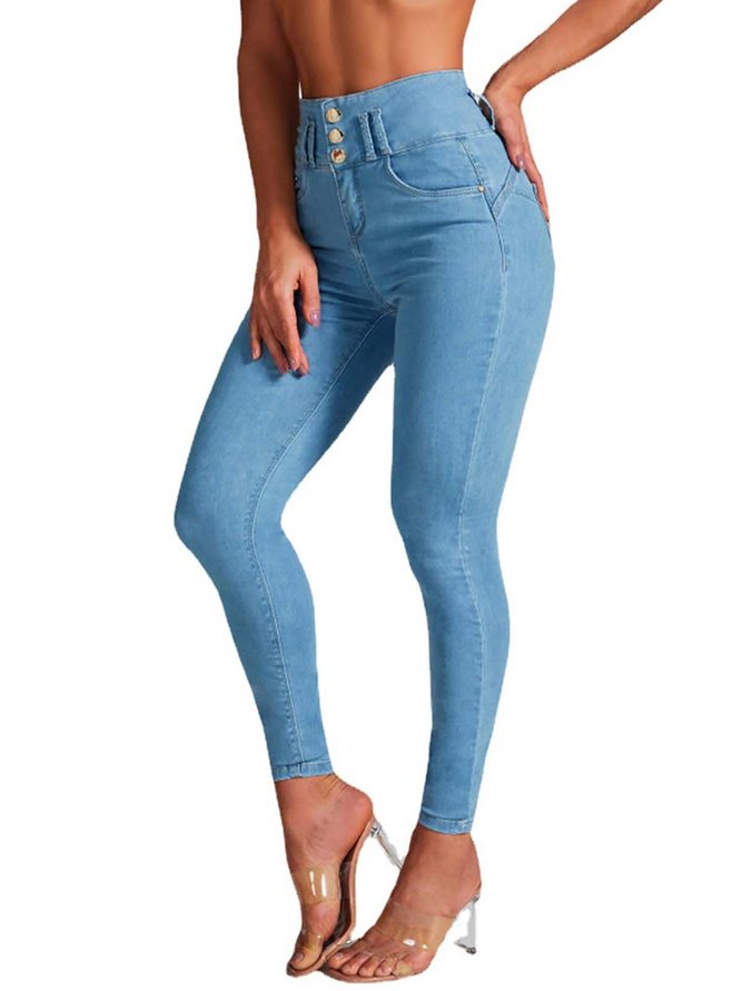 Plain Casual Tight Jeans