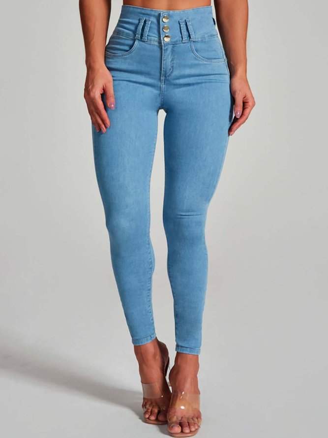 Plain Casual Tight Jeans