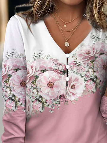 Casual Floral Buckle T-Shirt