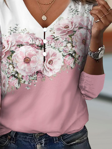 Casual Floral Buckle T-Shirt
