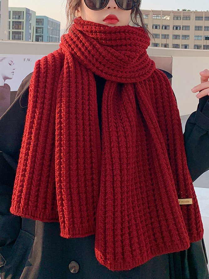 Women Minimalist Twist Knitted Warmth Plain Scarf