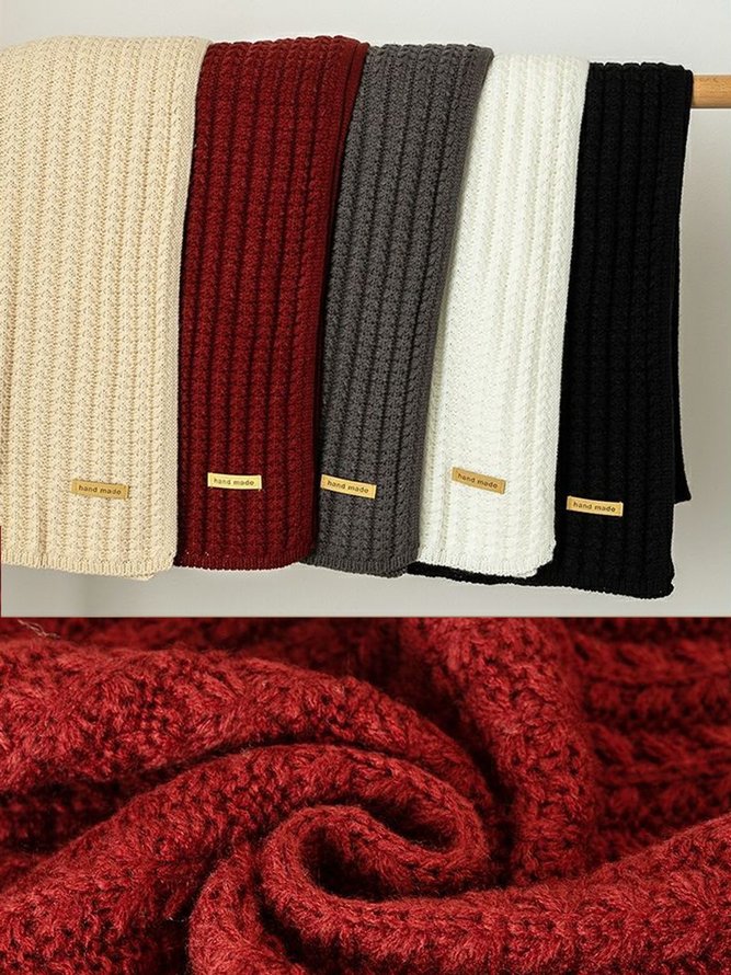 Women Minimalist Twist Knitted Warmth Plain Scarf