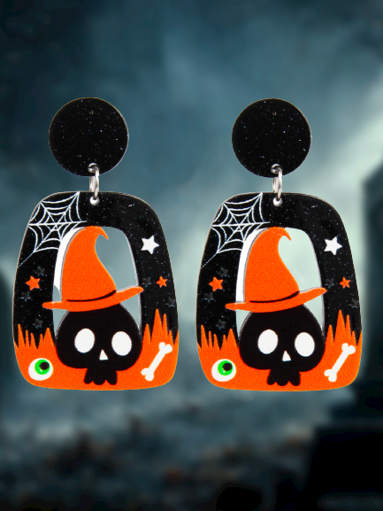 New European and American Halloween cartoon earrings acrylic funny personality earrings ghost pumpkin skull pendant earrings