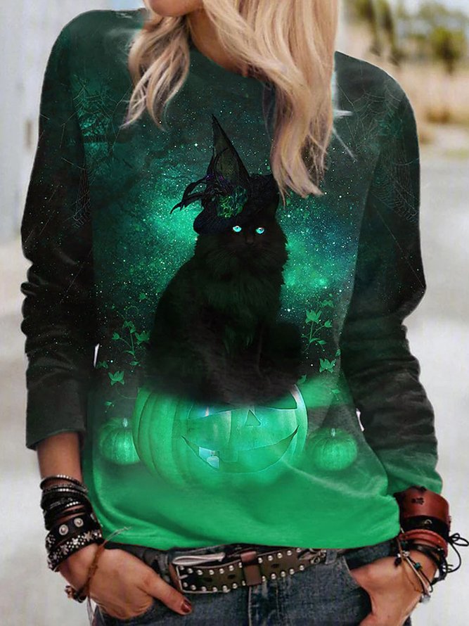 Crew Neck Casual Halloween T-Shirt