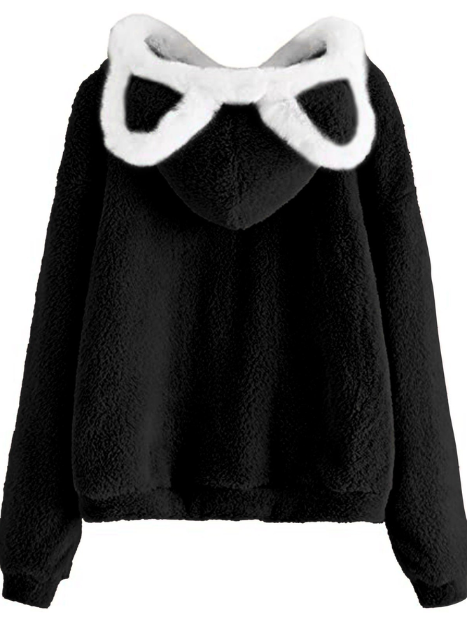 Casual Plain Fluff Hoodie