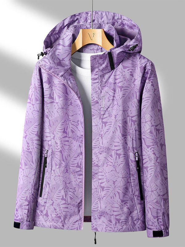 Waterproof Windproof Hoodie Geometric Casual Loose Wearable Windbreaker Hooded Jacket