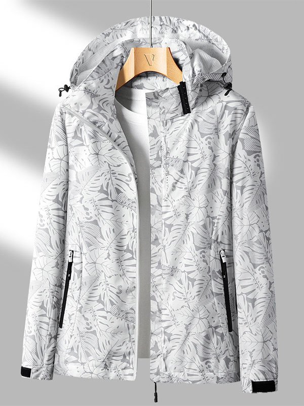 Waterproof Windproof Hoodie Geometric Casual Loose Wearable Windbreaker Hooded Jacket