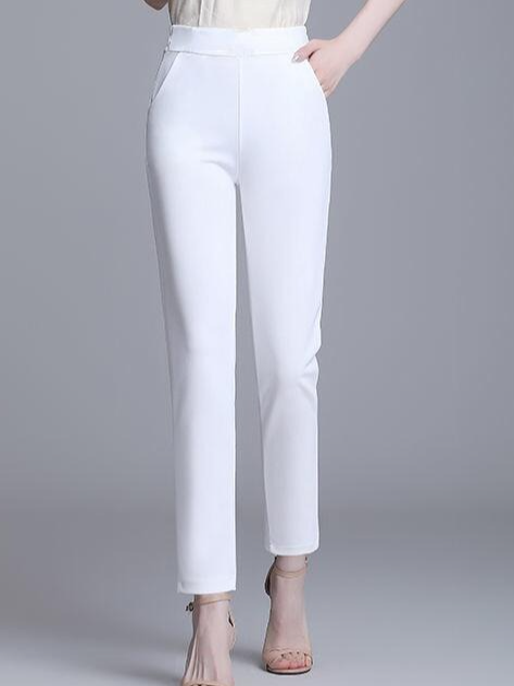 Plain Casual Pockets Pants