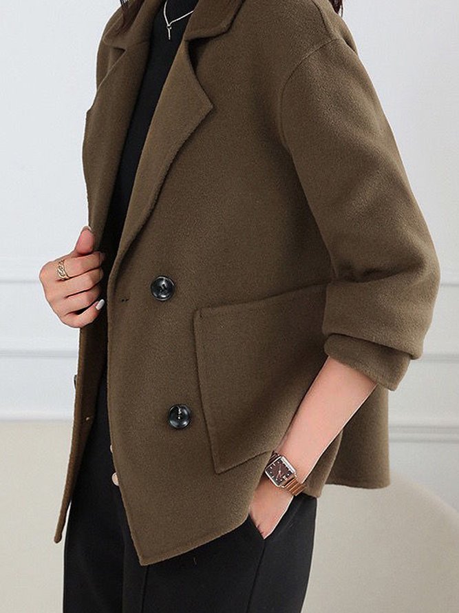 Casual Loose Lapel Collar Plain Coat