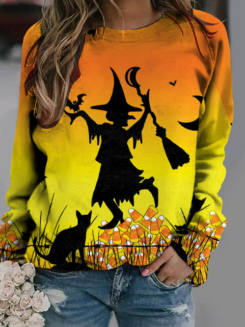 Halloween Crew Neck Casual Sweatshirt