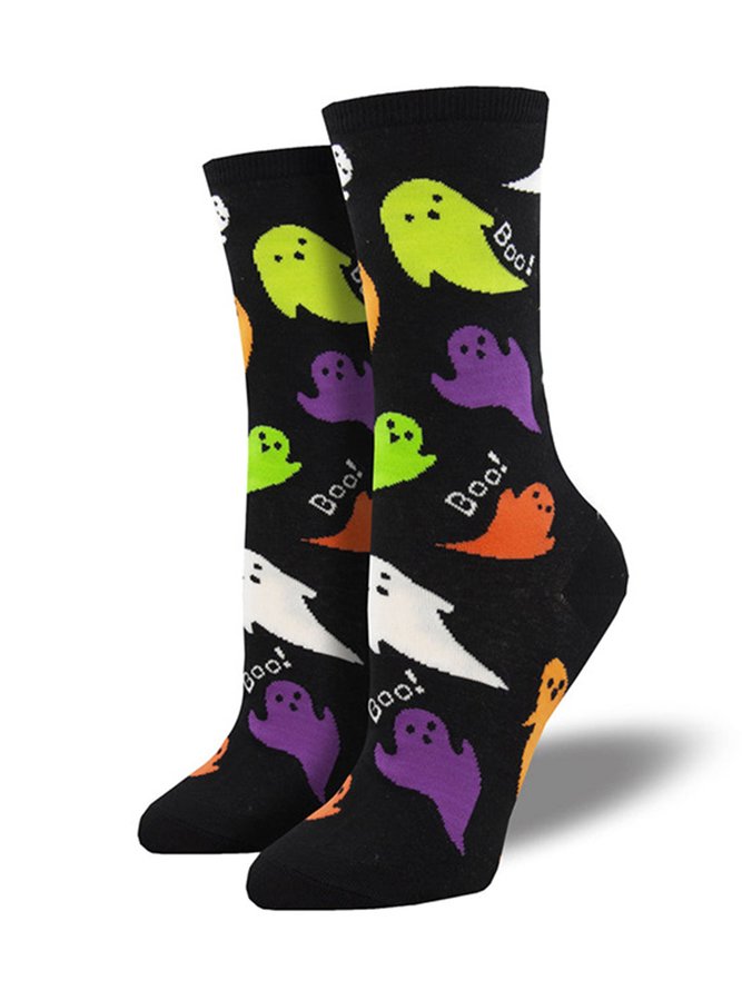 Halloween Pumpkin Owl Over the Calf Socks