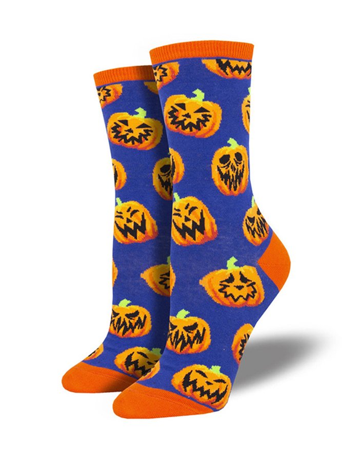 Halloween Pumpkin Owl Over the Calf Socks