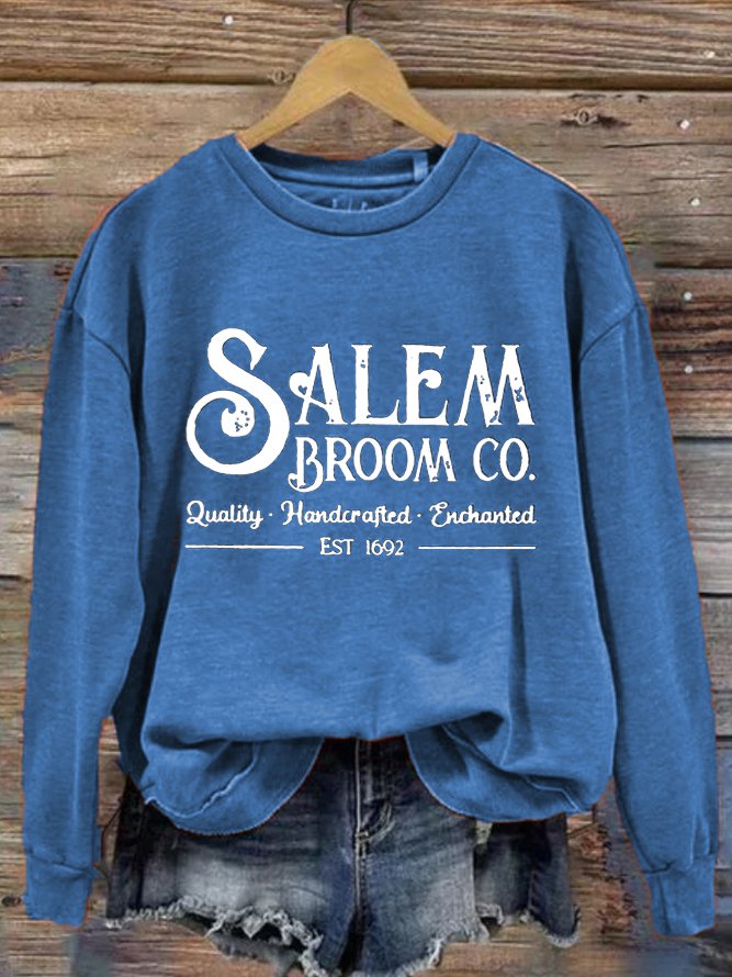 Vintage Text Letters Print H-Line Loose Casual Crew Neck Long Sleeve Sweatshirt