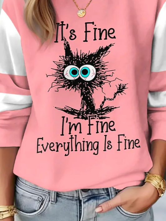 Plus Size Loose Text Letters Casual Sweatshirt
