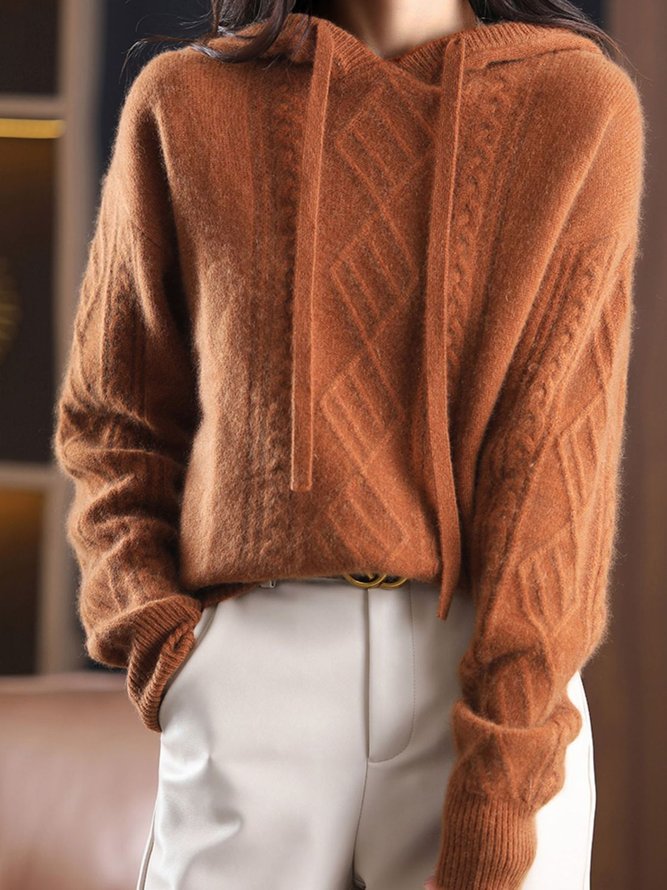 Casual Hoodie Loose Yarn/Wool Yarn Sweater