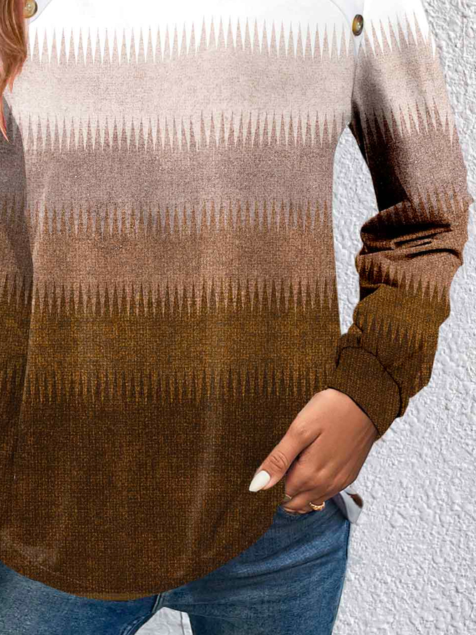 Casual Buttoned Random Print Hoodie