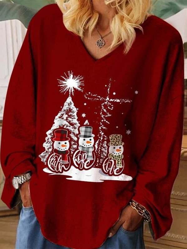 Crew Neck Casual Christmas Loose T-Shirt