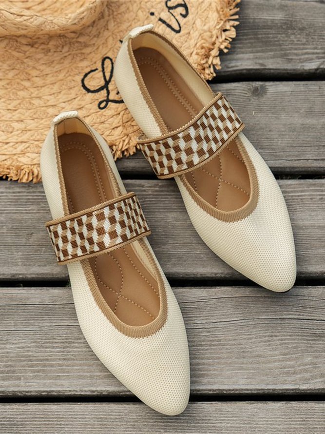 Casual High-Elastic Mesh Fabric Color Block Mary Jane Shoes