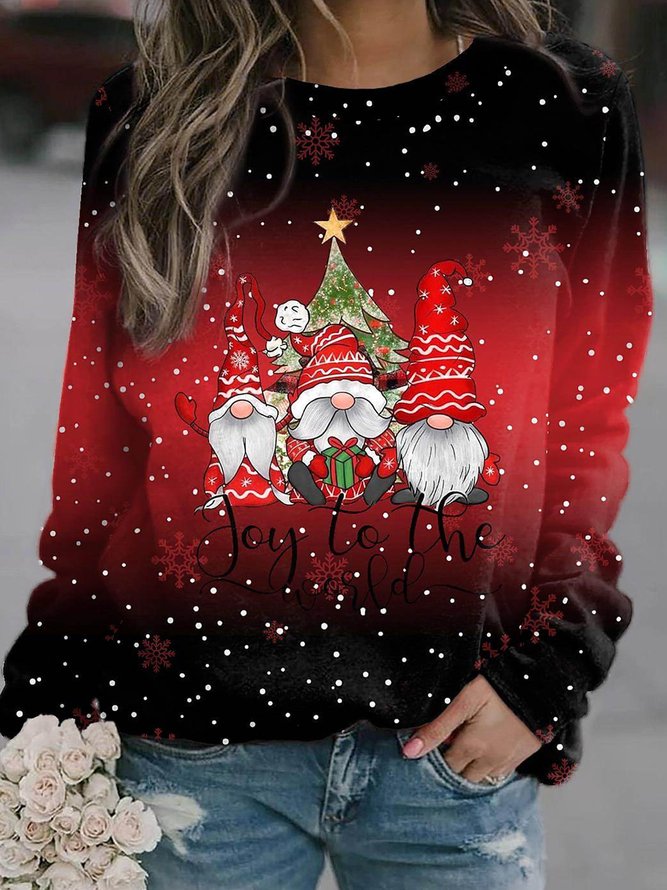 Christmas Casual Loose Crew Neck Long Sleeve H-Line Sweatshirt