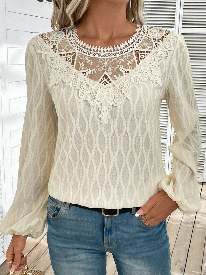 Plain Casual Lace Shirt