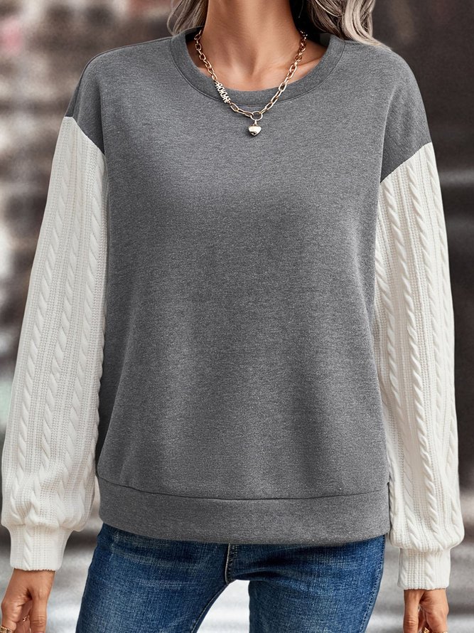 Color Block Casual Loose Sweatshirt