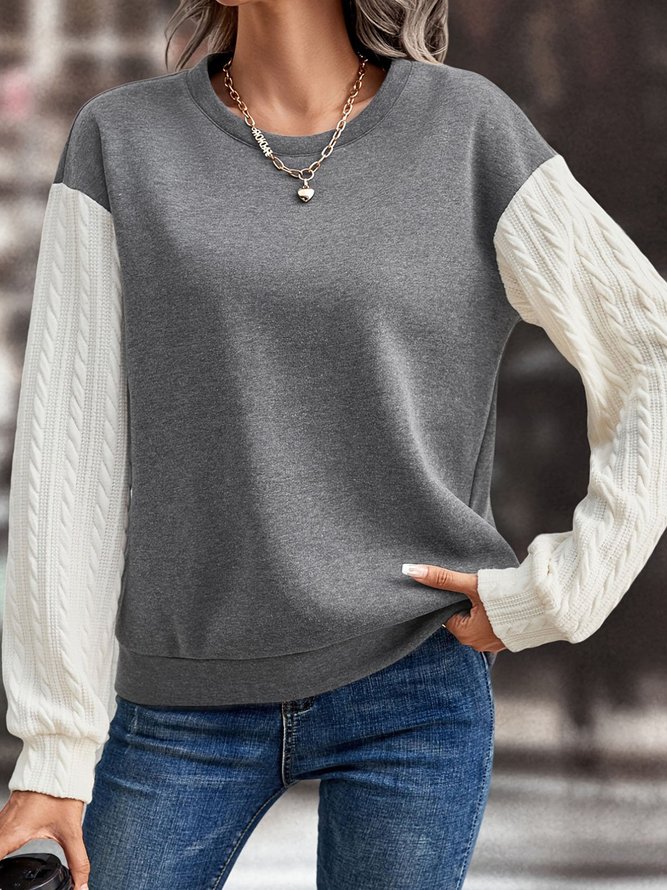 Color Block Casual Loose Sweatshirt