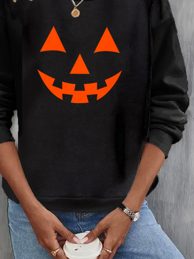 Casual Crew Neck Halloween Loose Sweatshirt