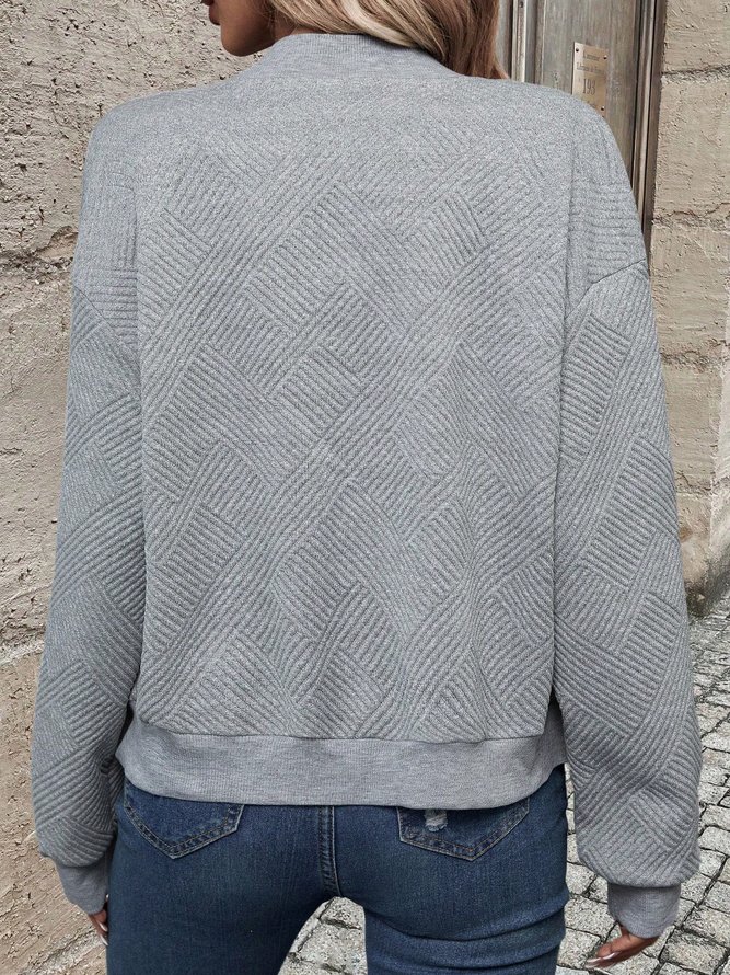 Casual Plain Zipper Loose Jacket