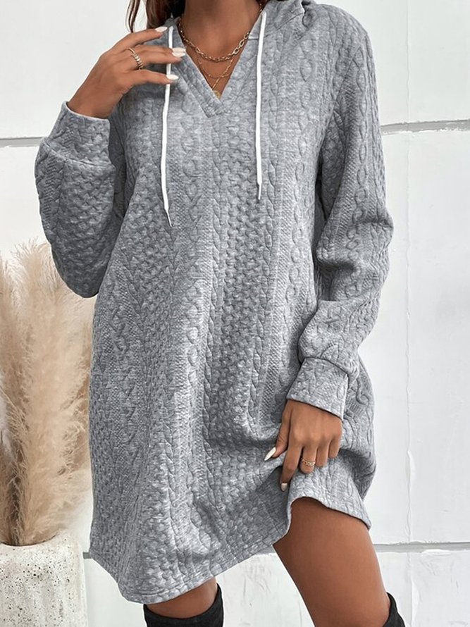 Loose Hoodie Plain Casual Dress