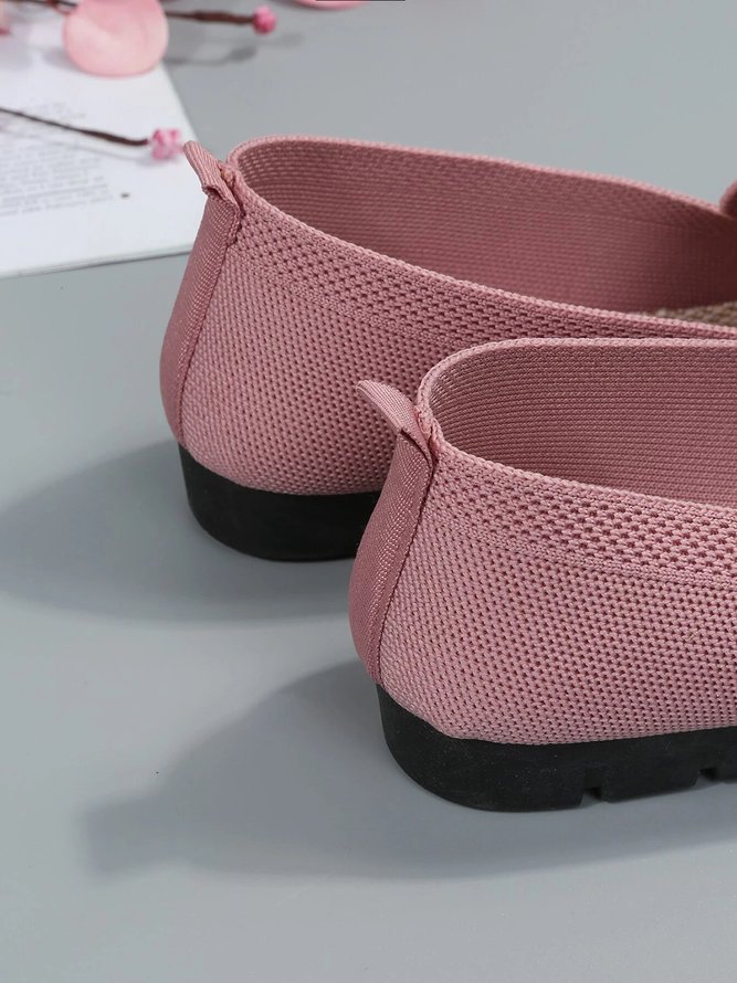 Women Casual Ribbed Fly-knit Fabric Slip On Shoes