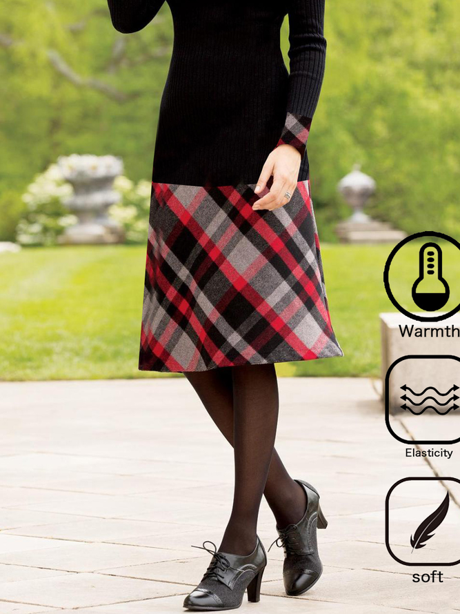Casual Split Joint Regular Fit Turtleneck Dress