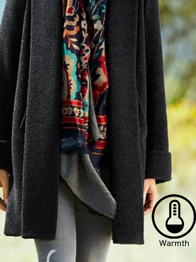 Loose Shawl Collar Casual Plain Coat