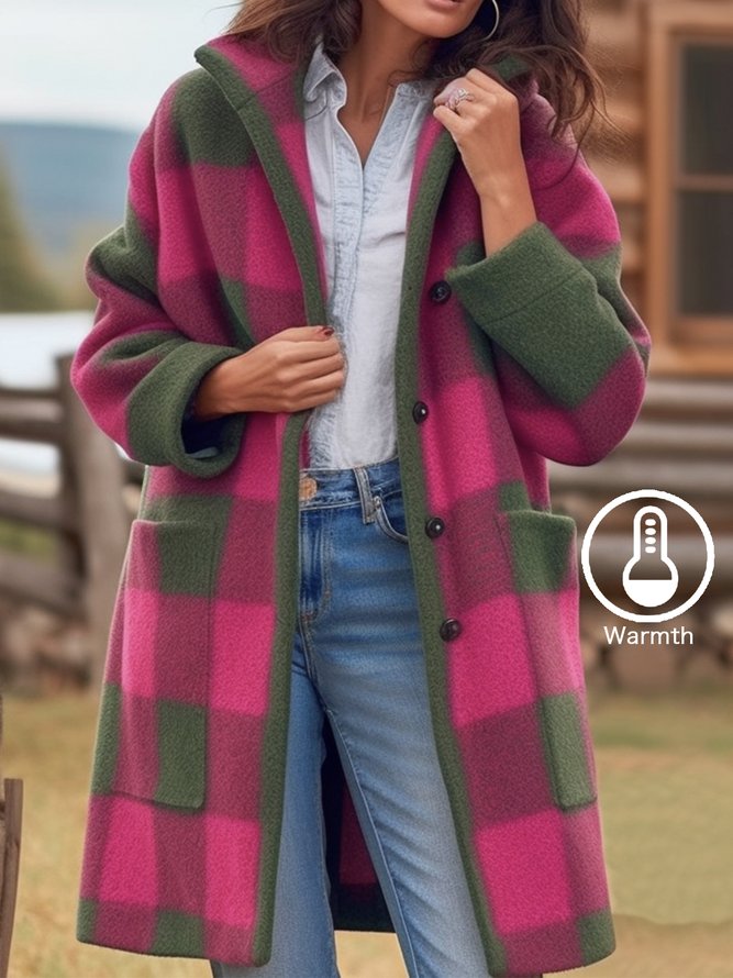 Color Block Pocket Stitching Casual Loose Coat