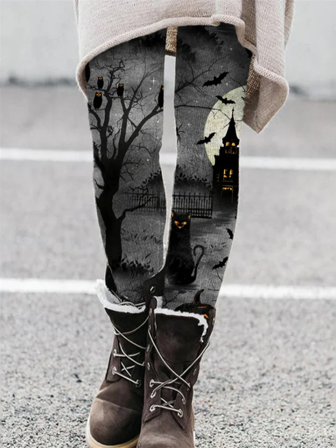 Casual Halloween Knitted Legging