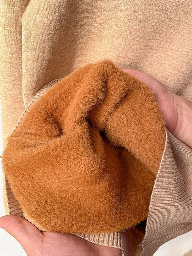 Plain Casual Turtleneck Warm Plush Sweater